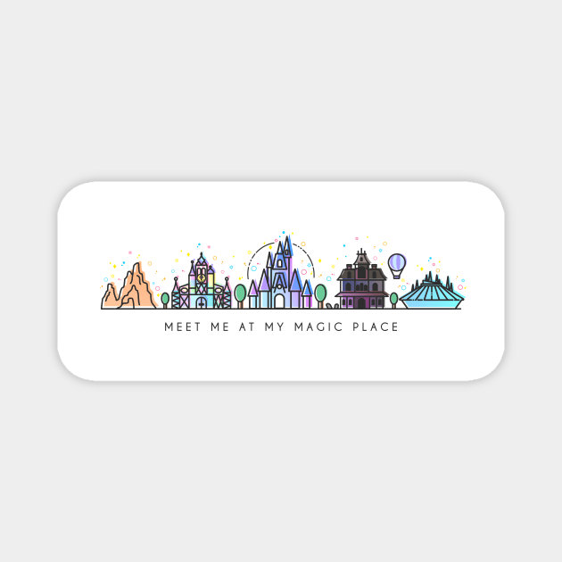 Meet me at my Magic Place. Happiest Place on Earth Vector Artwork Design Magnet by CoconuTacha