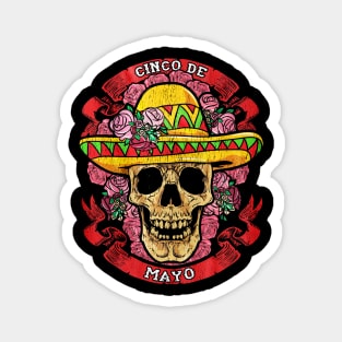 Skull Wearing Mexican Hat Cinco De Mayo Magnet