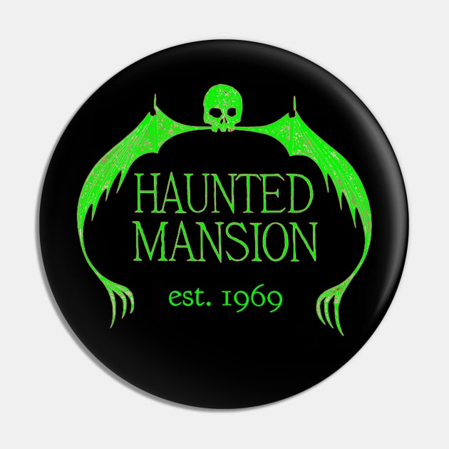 Haunted Mansion - Original logo - 50th Anniversary - Green T-Shirt Pin by vampsandflappers