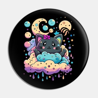 Cute Black Cat, night sky Pin