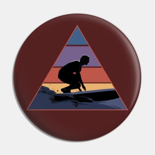 Vintage Sunset Surfer gift Pin