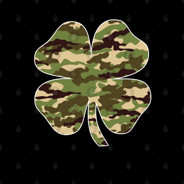 Vintage Camouflage Irish Shamrock Lucky Four-leaf Clover St Patrick's Day by wonderws