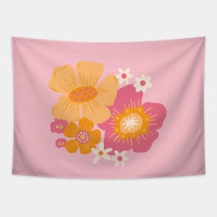 Groovy 60s Floral - Sunset Pink Tapestry