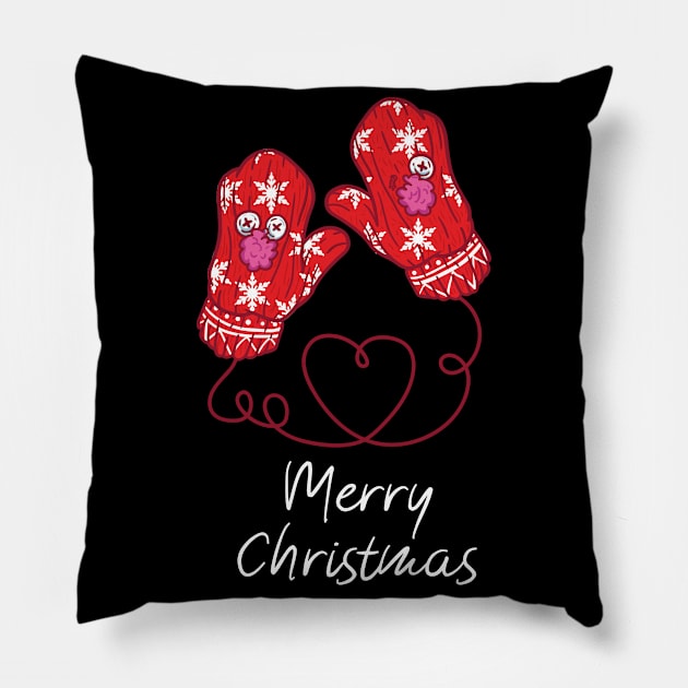 Merry Christmas Xmas Present With Heart Pillow by Kater Karl