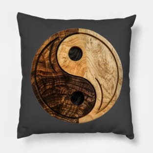 Circular wooden Yin Yang Logo Pillow