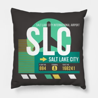 Salt Lake City (SLC) Airport // Retro Sunset Baggage Tag Pillow