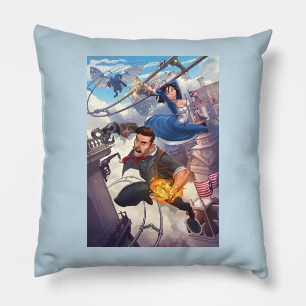 Bioshock Infinite - Elizabeth, Booker DeWitt, and Songbird Pillow by gruntcooker