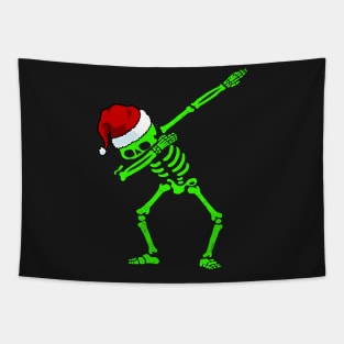 Dabbing Skeleton Shirt Santa Hat Christmas Shirt Dab Skull 2 Tapestry