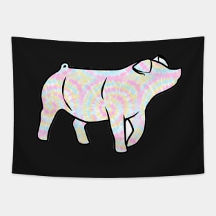 Rainbow Tie Dye Pig Silhouette 1 - NOT FOR RESALE WITHOUT PERMISSION Tapestry