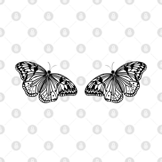 Butterflies in Love - cute and fun butterfly ink art - on white by Green Paladin