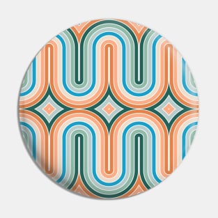 Orange and Teal Groovy Rainbow Pin