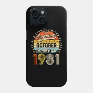 Awesome Since October 1981 Vintage 42nd Birthday Phone Case