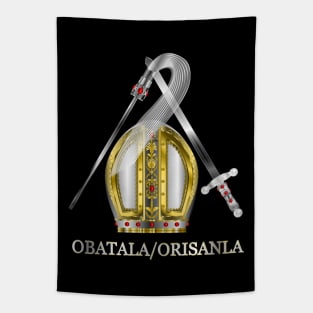 Orisha Obatala Papal Hat Silver Sword and Whisk Tapestry