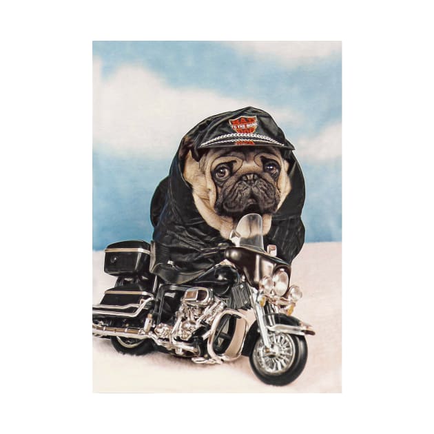 Pug Dog Biker Motorcycle by candiscamera