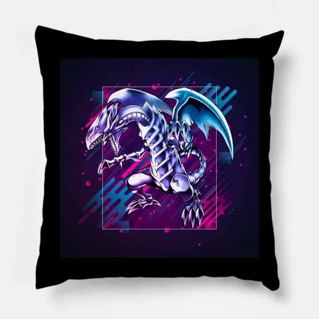 Blue Eyes White Dragon Pillow by hidexmian