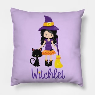 Kids Witch Design Halloween Gift Witchlet Wicca Pagan Magic Pillow