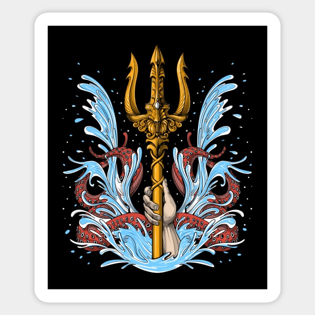 Greek Mythology God Poseidon Trident - Poseidon Trident - Sticker