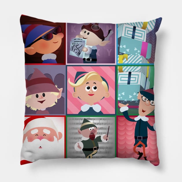 Rudolph - Elf Squares Pillow by JPenfieldDesigns