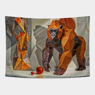 Animals geometry and minimalism: Gorilla and human figure Tapestry