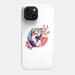 Norwegian Buhund's Joyful Spring Cherry Blossom Moment Phone Case