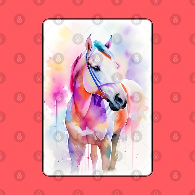 Horse Watercolor Portrait 1 by Hilltop Pixel