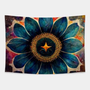 Mandala flower with abstract background oil painting style Tapestry