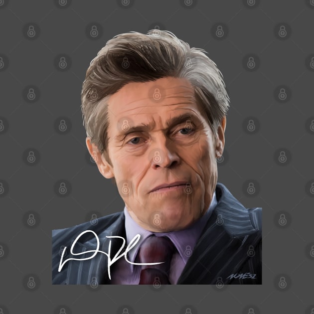 Willem Dafoe Signed Portrait by Nonesz Workshop