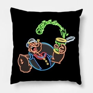 Popeye neon bg Pillow