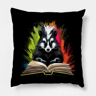 Skunk Reads Book Pillow