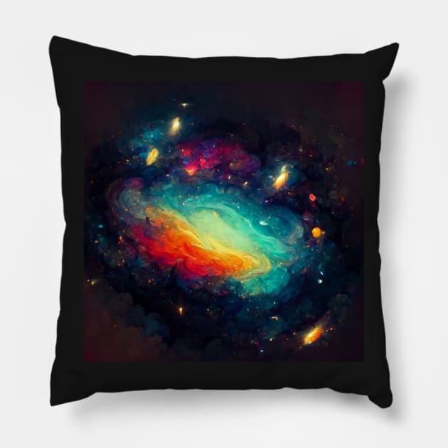 Galaxy Painting Pillow by DarkAgeArt