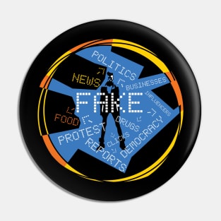 Protest Man With Fake News Pin