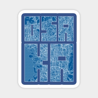 Osaka, Japan City Map Typography - Blueprint Magnet