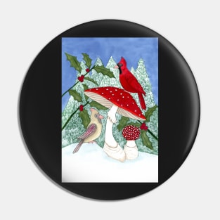 Cardinals & Fly Agaric Pin