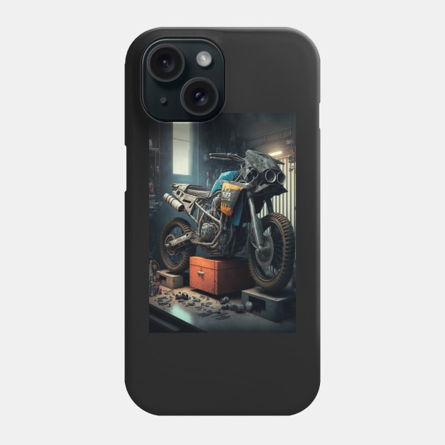 Dirt bike in a shop CGI style Phone Case by KoolArtDistrict