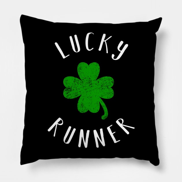 St Patricks Day running shirt - Vintage Lucky Runner Shamrock Pillow by CMDesign