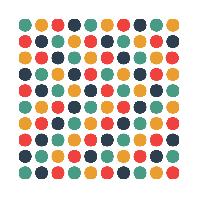 Spots and Dots in blue green red and yellow by lucybrownlane