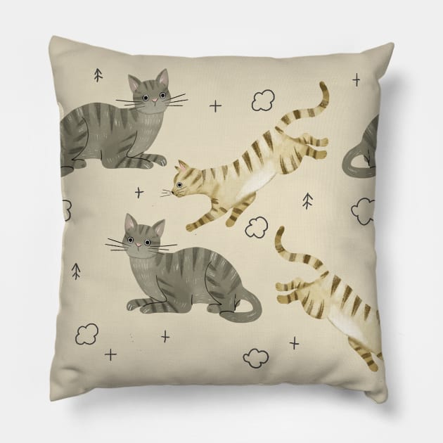 Cats Pillow by Petit Faon Prints