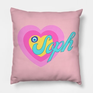 Soph in Colorful Heart Illustration Pillow