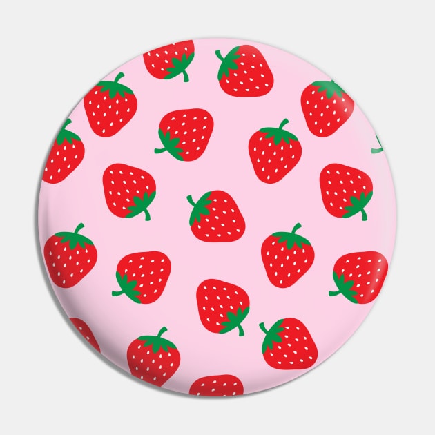 Cute Strawberry Pattern on Pink Background Pin by Ayoub14