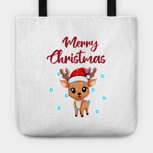 "Merry Christmas" With Cute Deer Tote