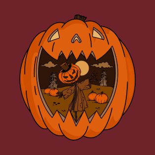 Scary scarecrow and pumpkin T-Shirt