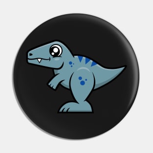 Velociraptor Raptor Dinosaur (Gray and Blue) Pin