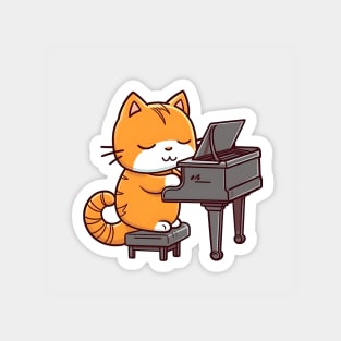 Cat Playing Piano Magnet