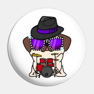 Cute Pug jamming on the drums Pin
