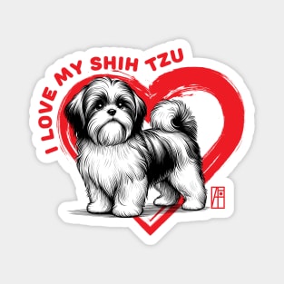 I Love My Shih Tzur - I Love my dog - Devoted dog Magnet