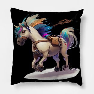 Colorful Fjord Horse Artwork 20 Pillow