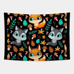 Cute Forest Creatures Pattern Tapestry