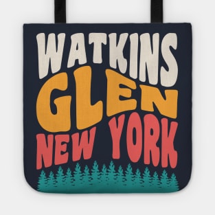 Watkins Glen State Park Hiking New York Retro Typography Tote