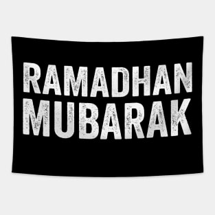 Ramadhan Mubarak - Text Style White Font Tapestry