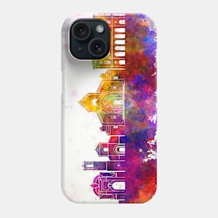 Ancona skyline in watercolor background Phone Case